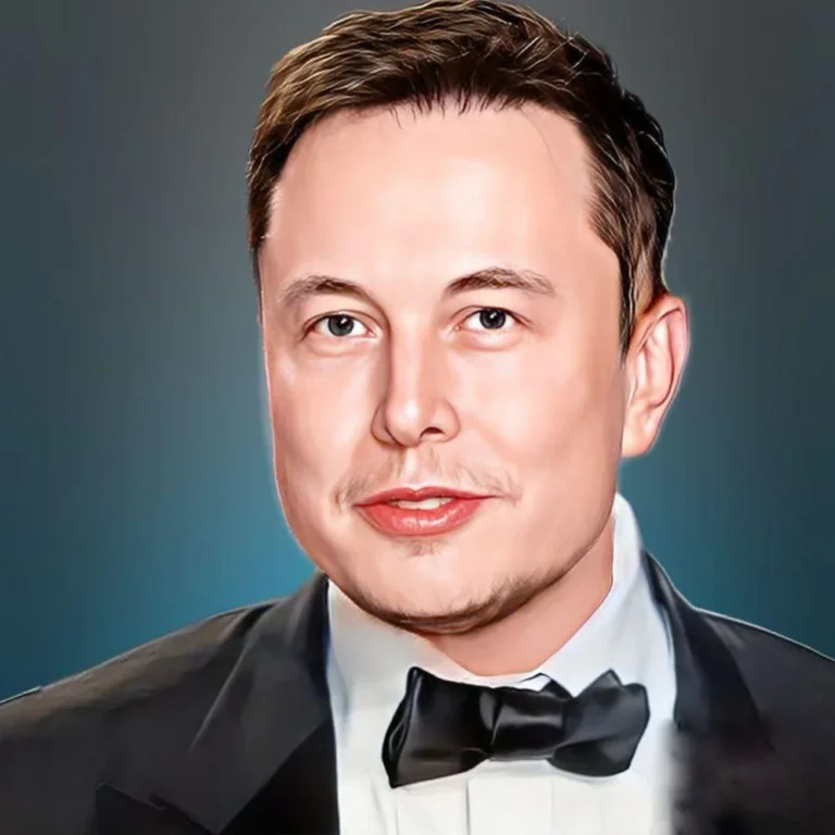 Elon Musk in a suit and bow tie