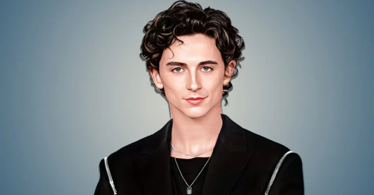 Timothée Chalamet with curly hair wearing a black jacket